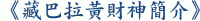 《藏巴拉黃財神簡介》